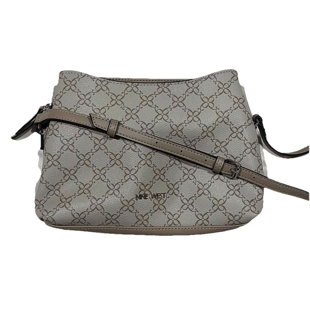 Nine West Taupe Gray 10.5 In Cross Body Bag Excellent